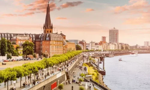Beautiful Rhine River and Waterfront